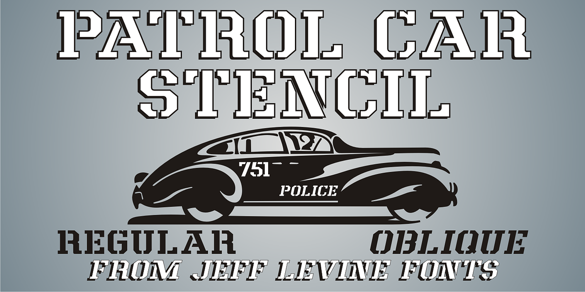 Patrol Car Stencil JNL, a Serif Font by Jeff Levine Fonts