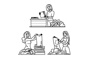 clothes folding laundry vector, a Person Illustration by pikepicture