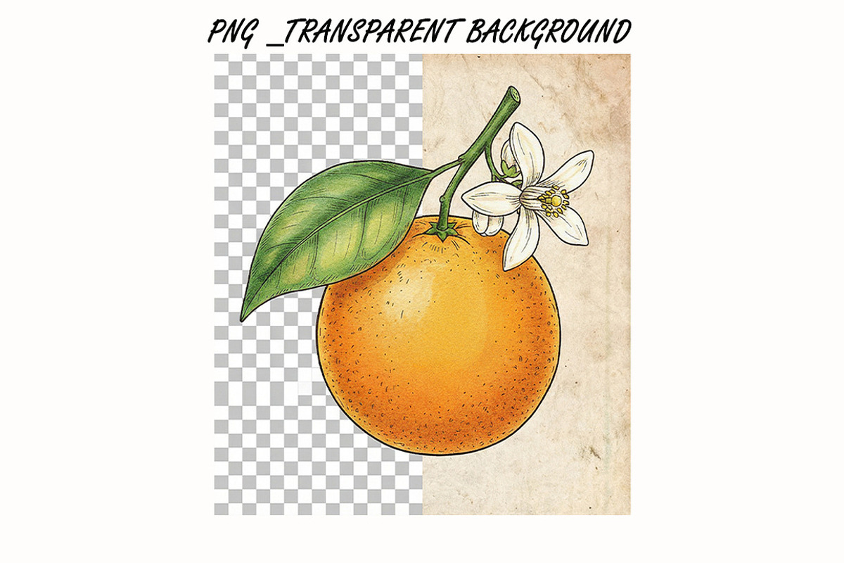 Botanical Orange Illustration, a Food Illustration by 3d_model_tifotizi (Photo 2 of 4)