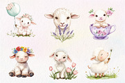 Watercolor Spring Floral Baby Lamb, an Illustration by CreationArt (Thumbnail 7 of 9)