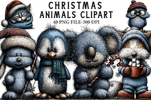 Christmas Animals Clipart, an Illustration by Libby Wishes
