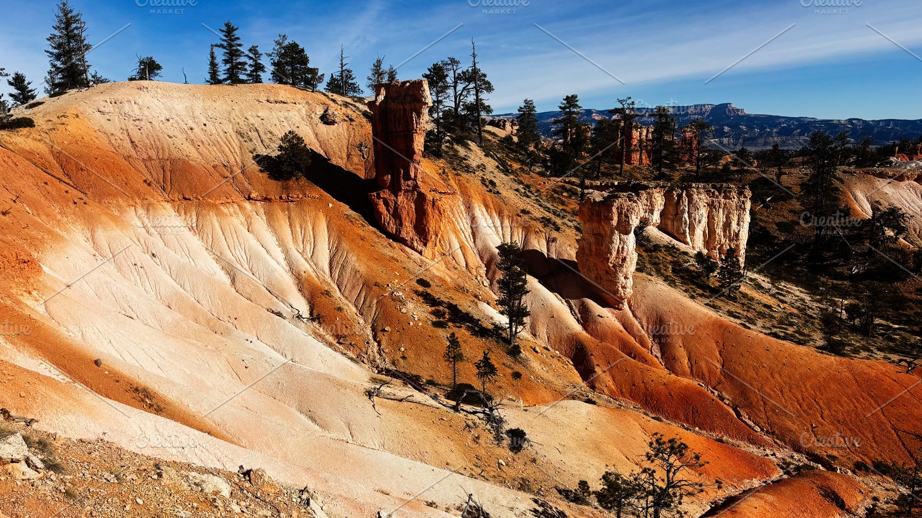 Colorful hoodoos and orange cliffs in Utah landscape under bright blue sky USA, a Nature Photo by AS photostudio