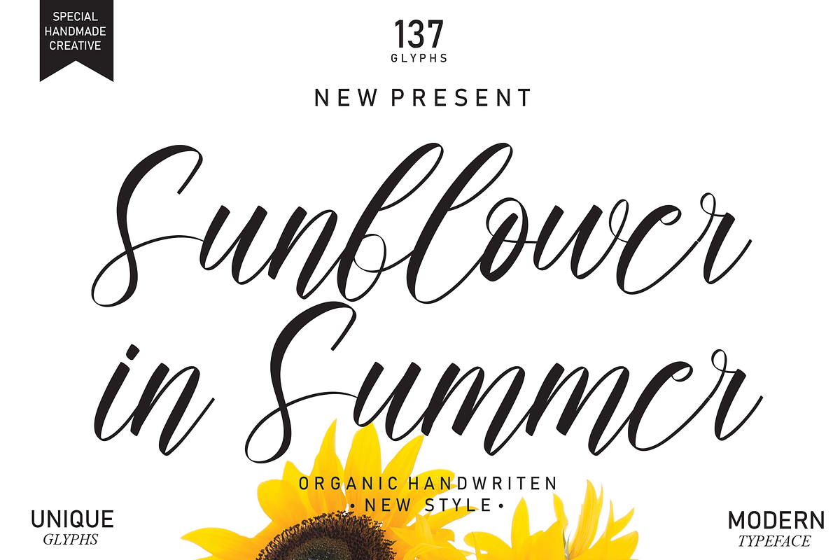 Sunflower In Summer Font, a Script Font by Scratchones (Photo 1 of 7)