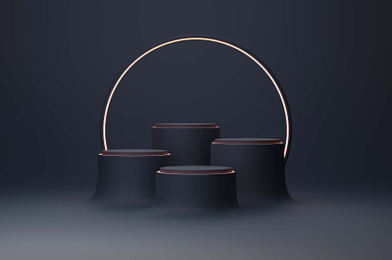3d render of a stage modern black