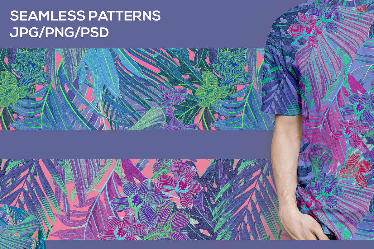 NEON ORCHID seamless patterns, a Pattern Graphic by ANAKOTO (Photo 6 of 18)