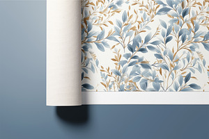 Blue And Gold Botanical Pattern