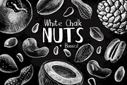 White Chalk Sketched Nuts Clipart, a Food Illustration by RabbitAndPencil (Thumbnail 1 of 5)