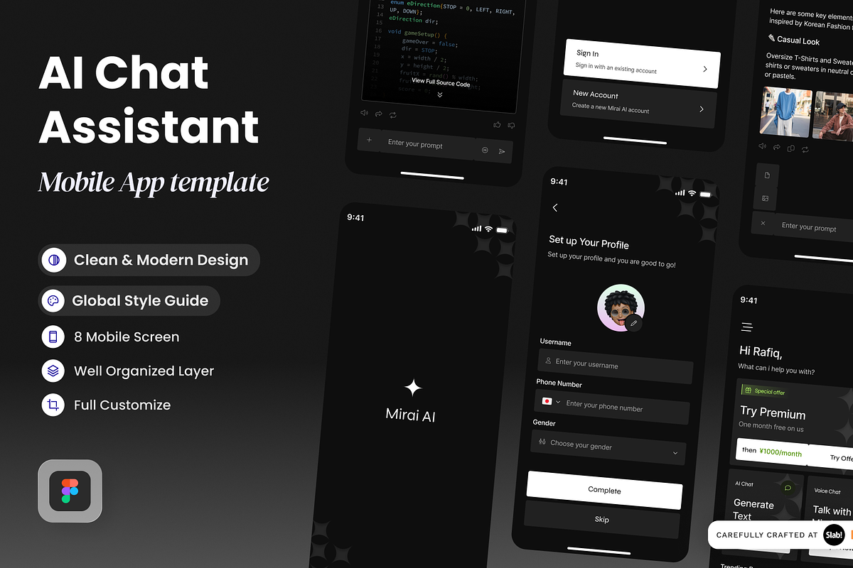Mirai AI - AI Chat Mobile App, a Websites & App Template by SLAB! Design (Photo 1 of 4)