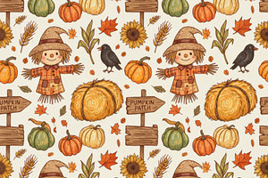 Seamless Autumn Pattern, a Decorative Illustration by Virgo Studio
