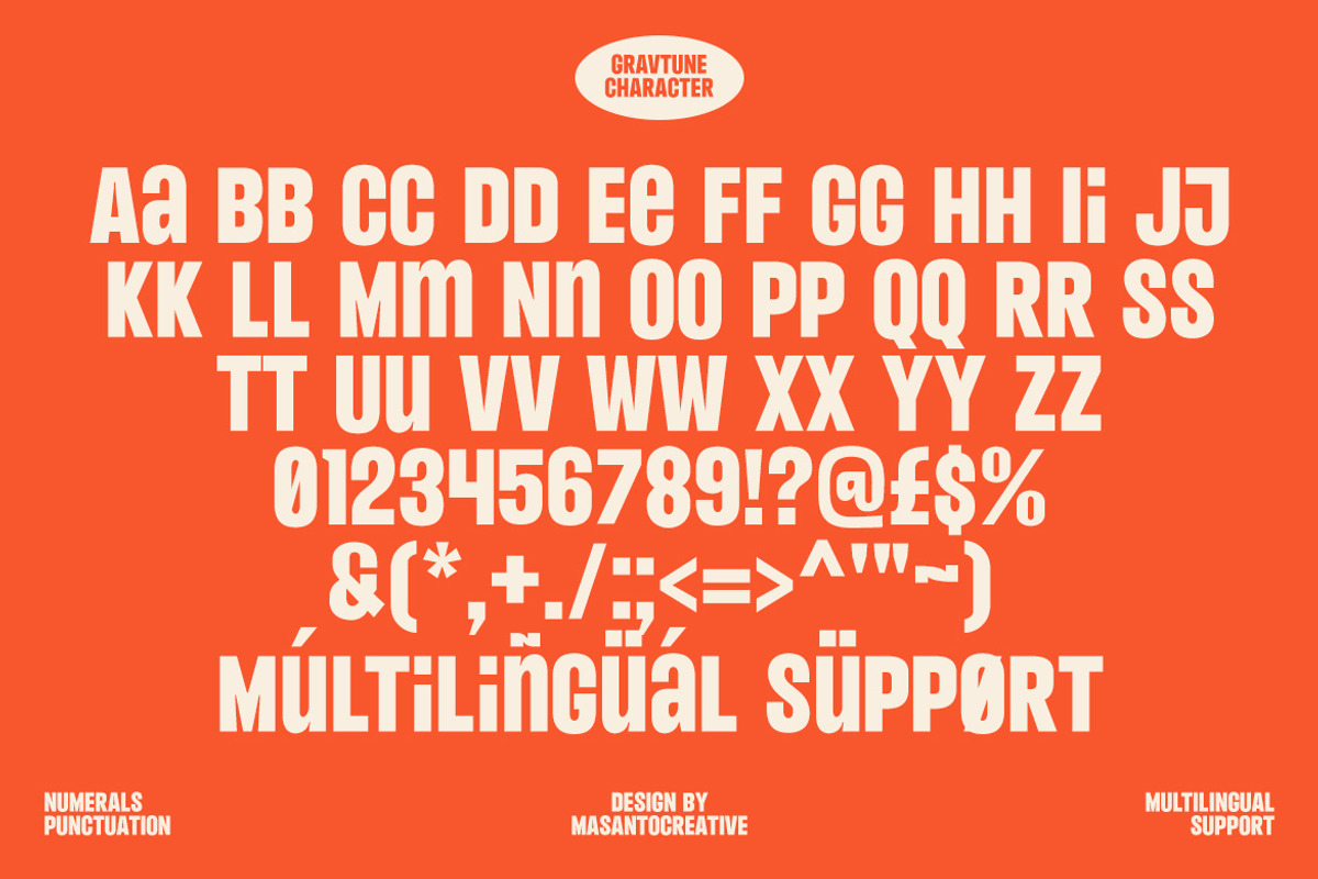 Gravtune – Bold Retro Display Font w, a Sans Serif Font by kangfont Studio (Photo 6 of 10)