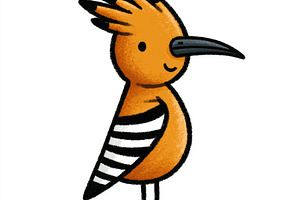 Cute Eurasian hoopoe bird doodle illustration, a Nature Photo by José Manuel Gelpi