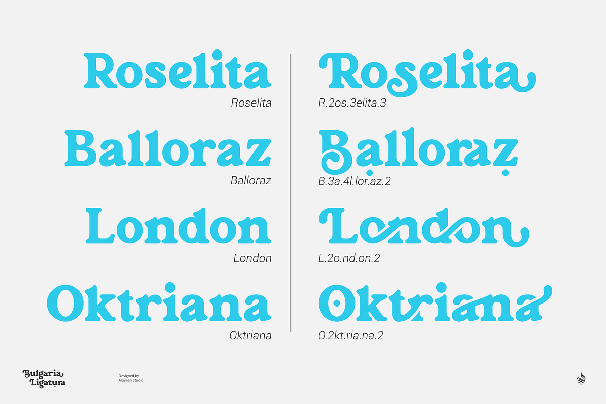 Bulgaria Ligatura, a Sans Serif Font by Aluyeah Studio (Photo 13 of 15)