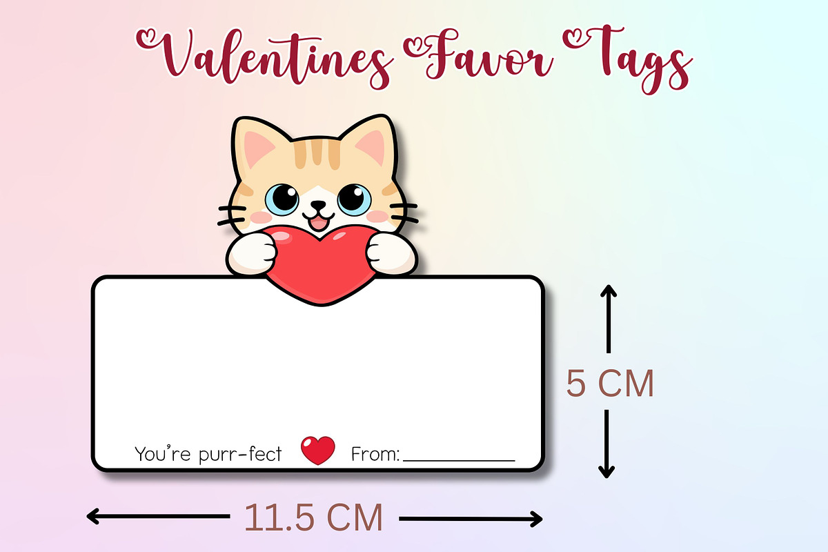 8 Valentine's Cat Favor Tags, a Print Template by Adalin Shop (Photo 5 of 5)