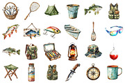 Watercolor Fishing Hunting Clipart, a Seasonal Illustration by designcity5 (Thumbnail 2 of 5)