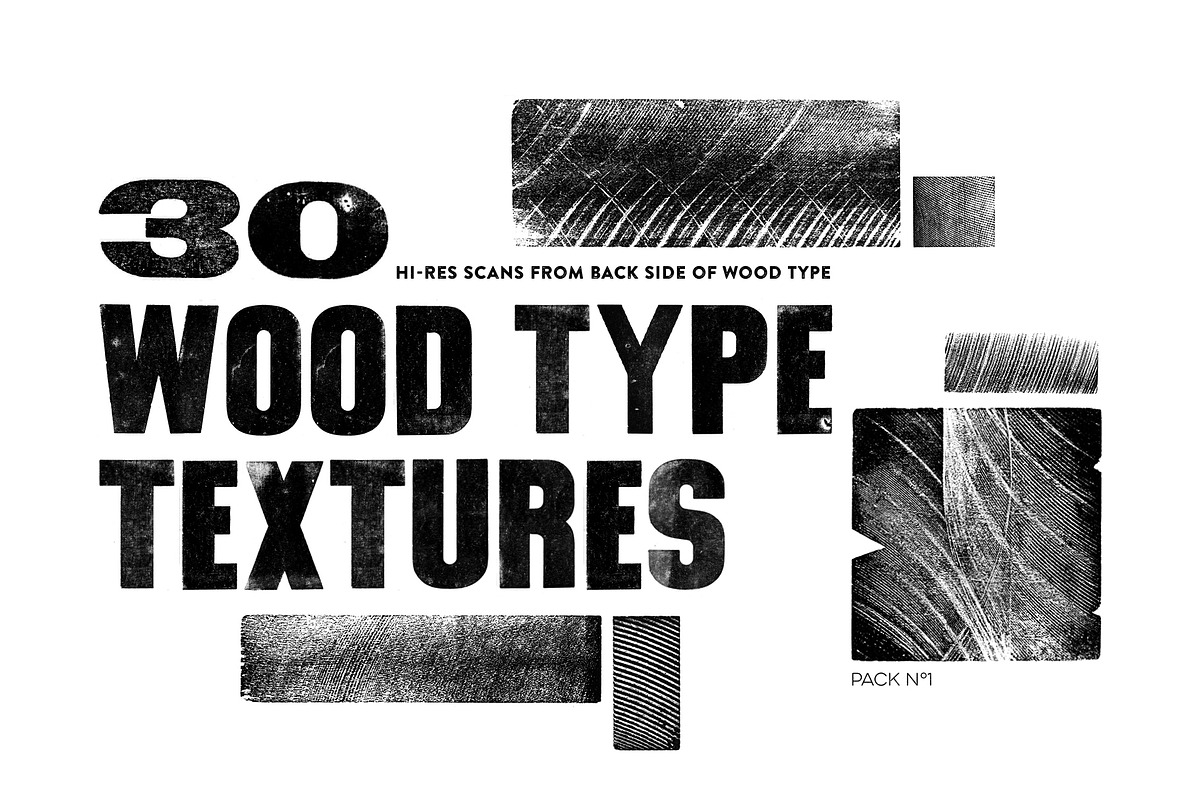 30 Wood Type Textures. Pack N1., a Texture Graphic by Letterpress Corner (Photo 1 of 5)