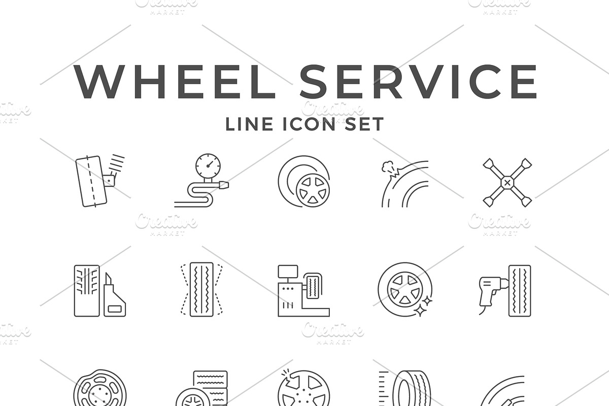 Set line icons of car wheel service, an Object Graphic by motorama (Photo 1 of 3)