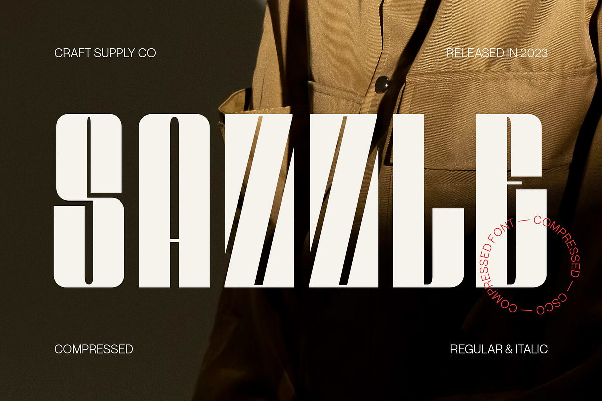 Sazzle - Compressed Sans Serif, a Sans Serif Font by Craft Supply Co. (Photo 1 of 8)