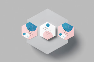 Hexagon Shape Business Cards Mockups