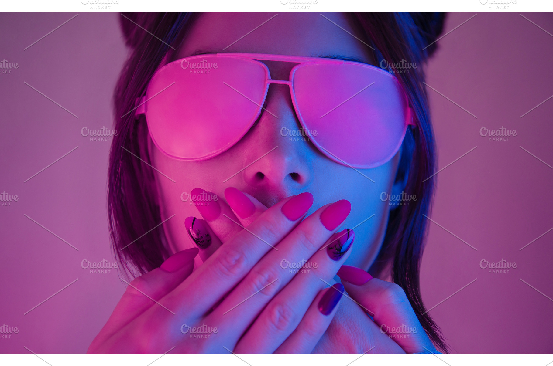Retrowave style portrait of young, a Person Photo by P&G