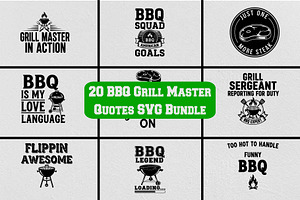 20 BBQ Grill Master Quotes Bundle, a Food Illustration by Artivon