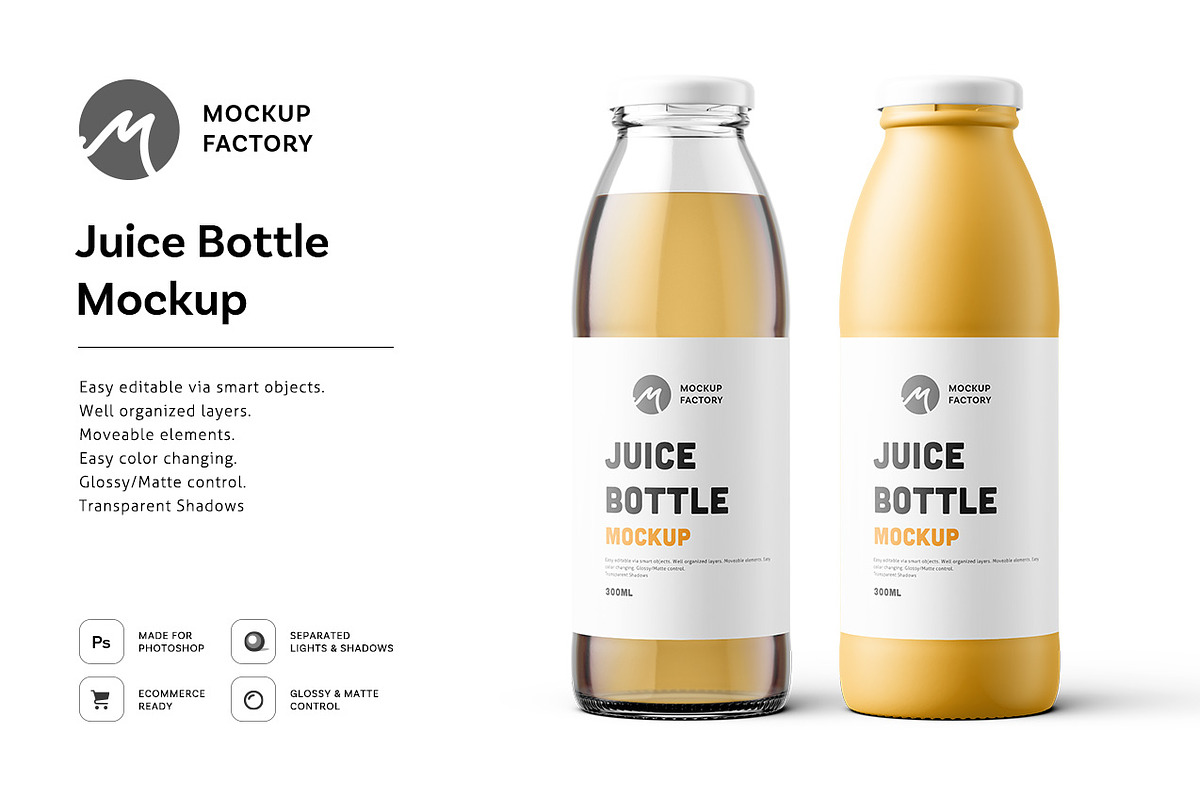 Juice Bottle Mockup, a Cups & Container Mockup by Mockup Factory (Photo 1 of 3)