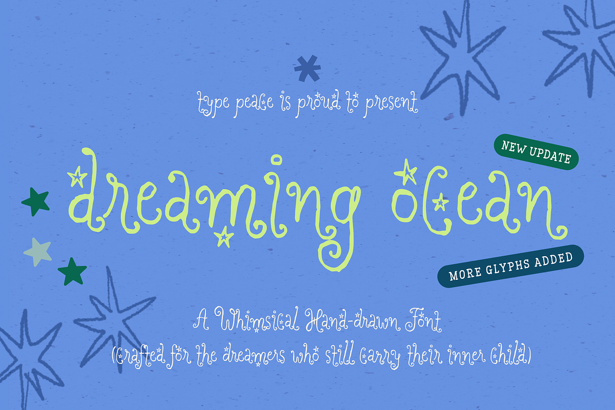 Dreaming Ocean | Curly Whimsy Font, a Handwritten Font by type peace (Photo 1 of 15)