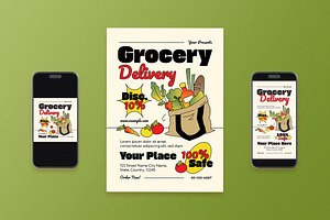 Modern Grocery Delivery Flyer Set, a Flyer Template by Aiyari Graphic