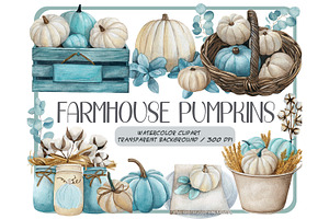 Watercolor Farmhouse Pumpkin Clipart