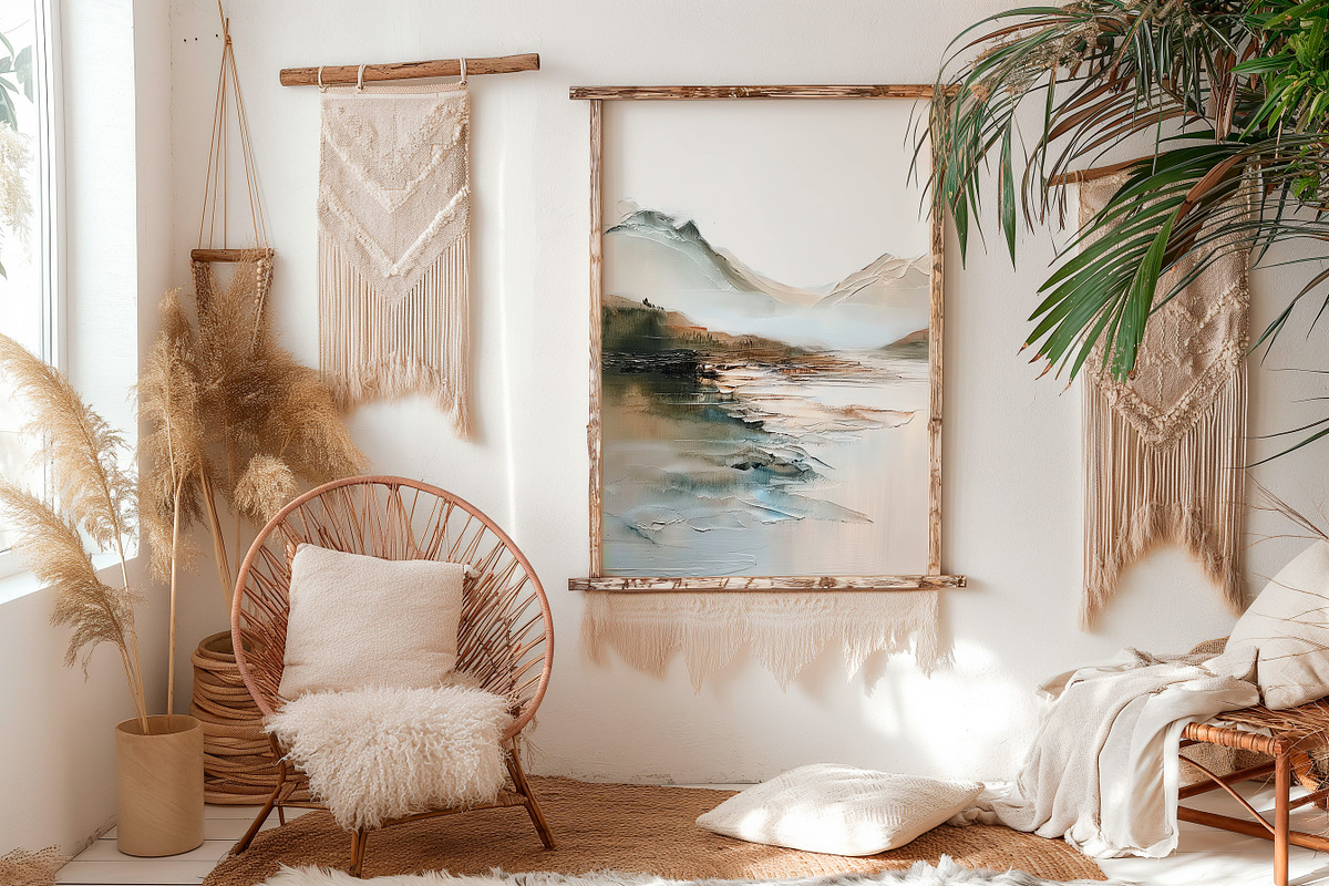 Boho Style Frame Mockup Bundle, a Household Mockup by AlineArtStore (Photo 7 of 12)