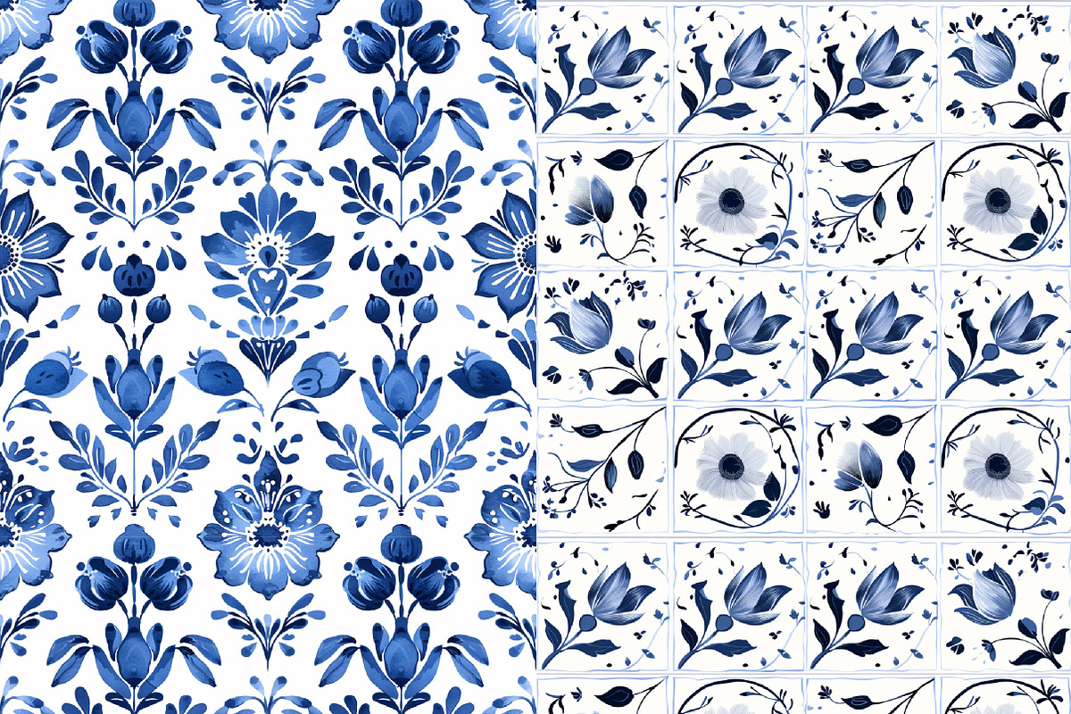 Dutch folk art seamless pattern set, a Pattern Graphic by DreamCafeArt (Photo 5 of 5)
