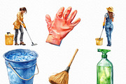 Watercolor Cleaning Clipart, an Illustration by Craft Nest (Thumbnail 3 of 6)