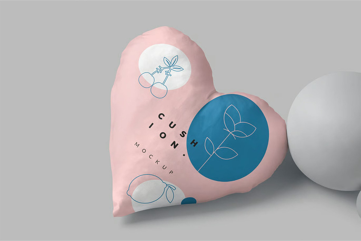 Heart Shape Cushion Mockups, a Household Mockup by megostudi0 (Photo 3 of 6)