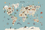 Animals World Map, an Animal Illustration by GooseFrol (Thumbnail 4 of 28)