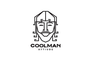 Cool Man With Long Hair Unique Logo