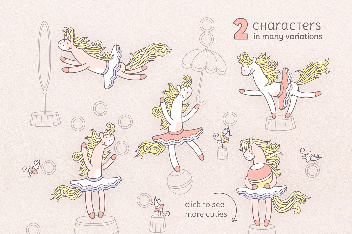 PONY LOVES CIRCUS | DESIGN SET, an Animal Illustration by CATMINT (Photo 3 of 10)