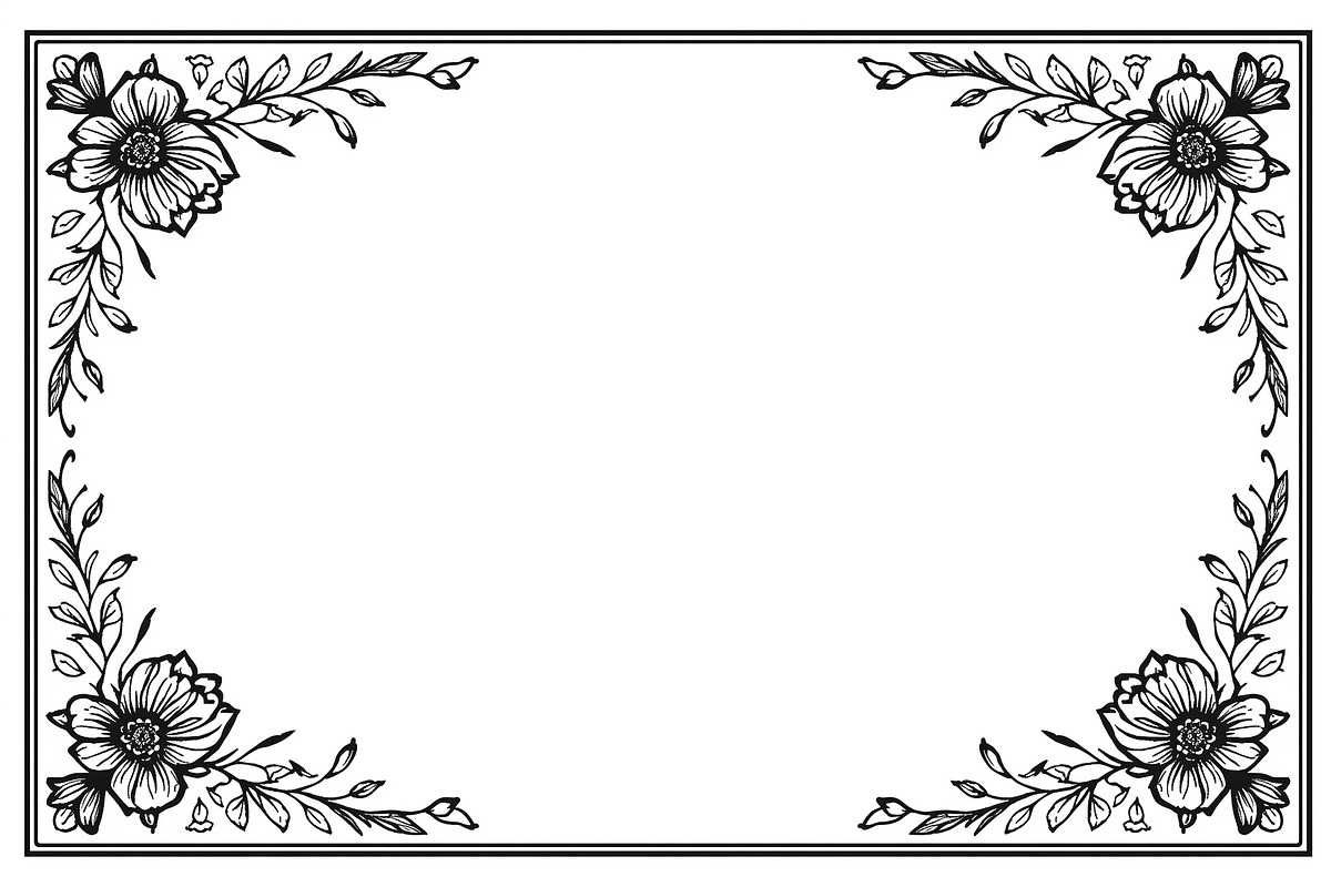 Flower Silhouette Frame Bundle, an Illustration by Creativeshirt (Photo 2 of 9)