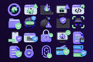 Cyber Security 3D Icon Pack, an Object 3D Model by deviapuspitasari2