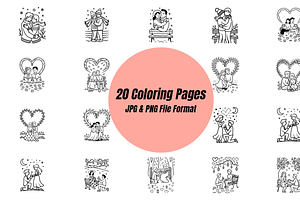 Love & Proposal Coloring Pages Pack, a Person Illustration by Annudesign