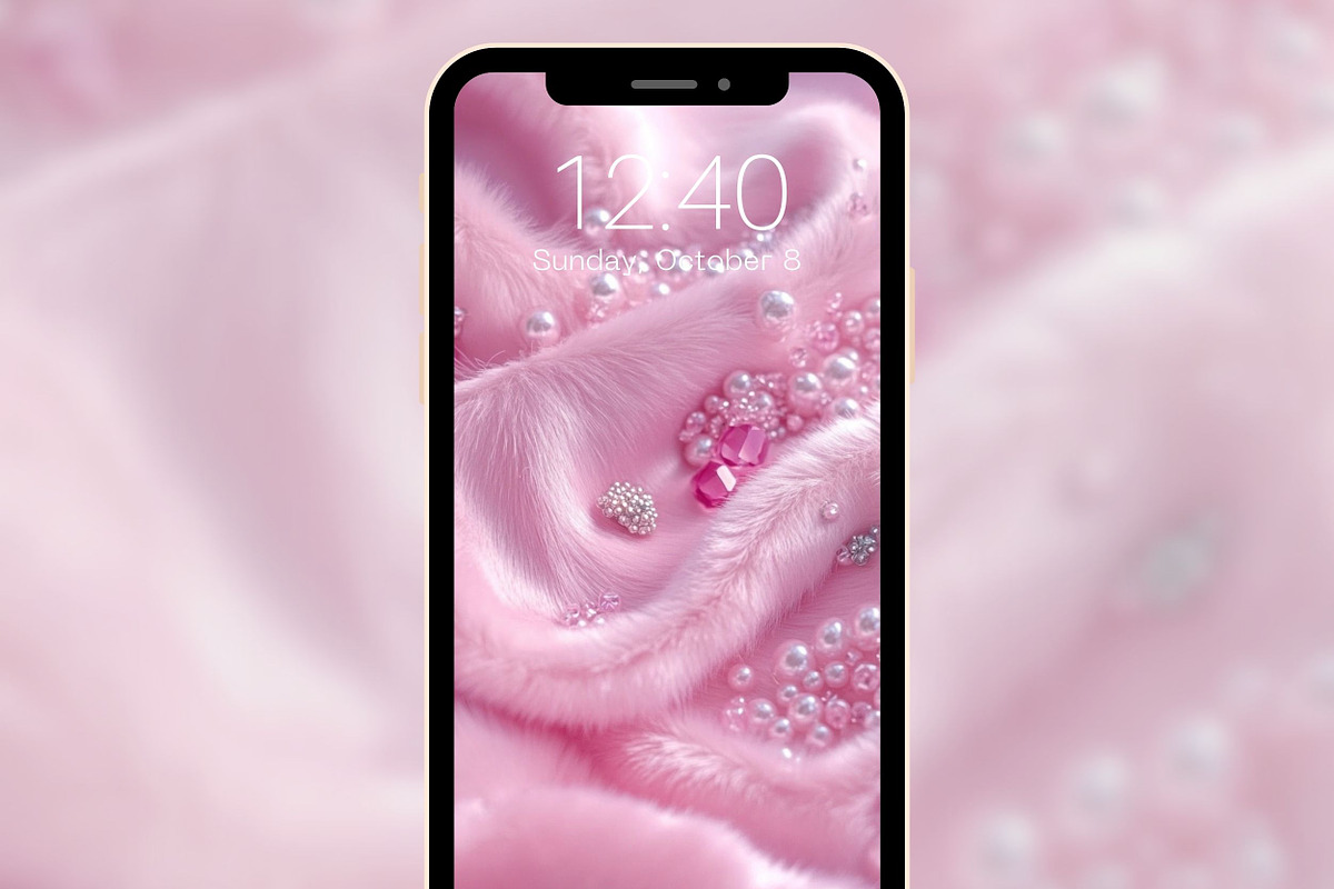 Pink Fur & Pearls Luxury Phone BG, a Graphic by Kalindiprints (Photo 5 of 6)