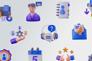 Customy - CRM 3D Icon Set