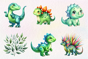 Cute Dinosaurs Clipart, an Illustration by CreationArt (Thumbnail 3 of 5)