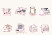 Watercolor Pastel Devices Clipart, a Technology Illustration by BusyDaydesign (Thumbnail 2 of 9)