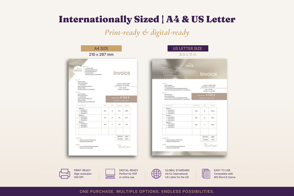 Invoice Templates 3 Designs Word, a Stationery Template by B2 Studio (Photo 13 of 18)