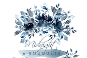 Indigo Blue Watercolor Flowers, an Illustration by Feather Grace Designs (Thumbnail 3 of 10)