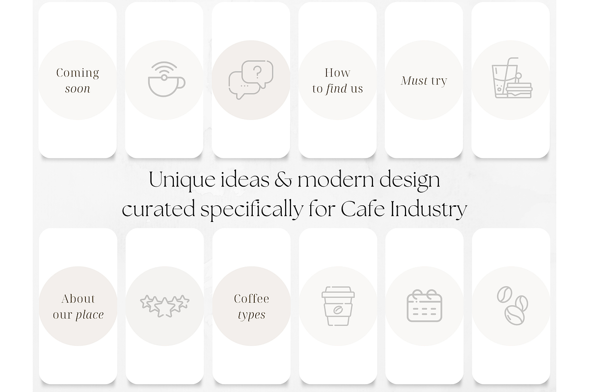 70 Cafe Story Highlight Covers, a Social Media Template by PatternLab.