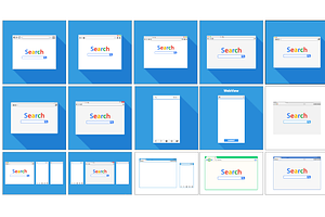 Set of Flat blank browser windows