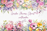 Watercolor Garden Flowers clipart, a Decorative Illustration by LeCoqDesign (Thumbnail 1 of 5)