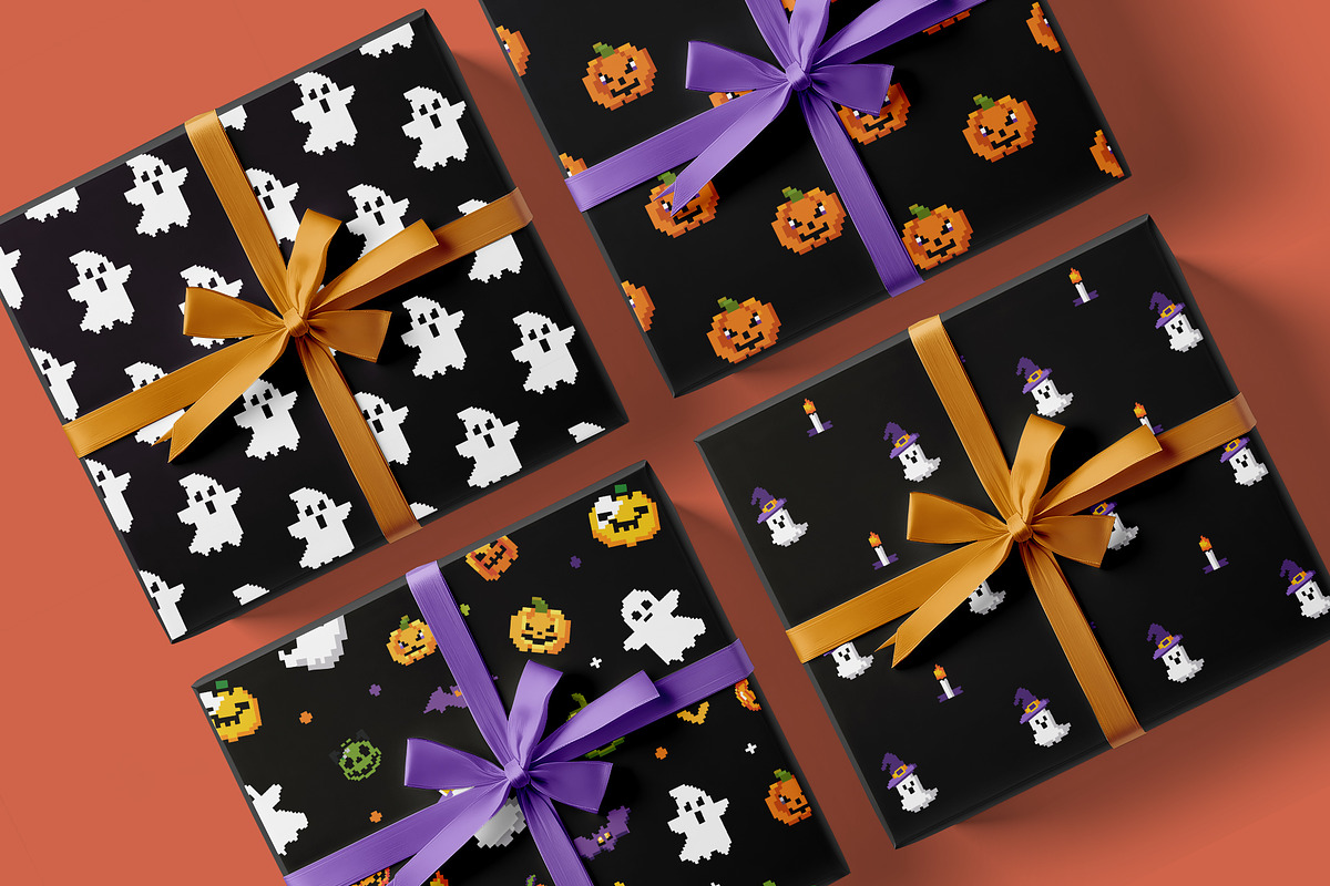 Retro Pixel Art Halloween Pattern, a Graphic by Asya Melkonyan Patterns (Photo 6 of 9)