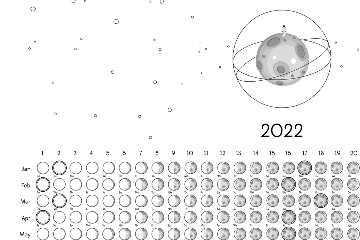 Clear Moon Calendar 2022, a Stationery Template by land art (Photo 6 of 9)