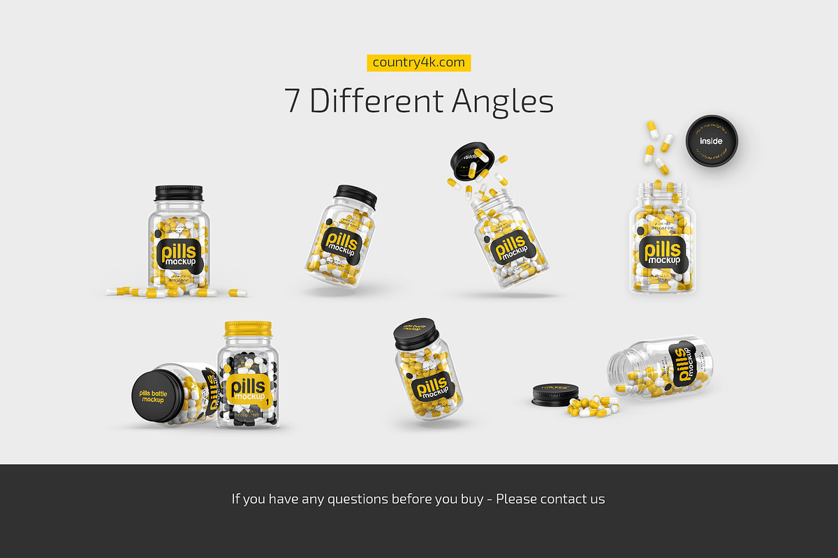 Clear Pills Bottle Mockup Set, a Packaging Mockup by Country4k (Photo 4 of 4)